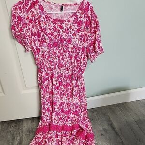 Olian Pink and White Floral Dress